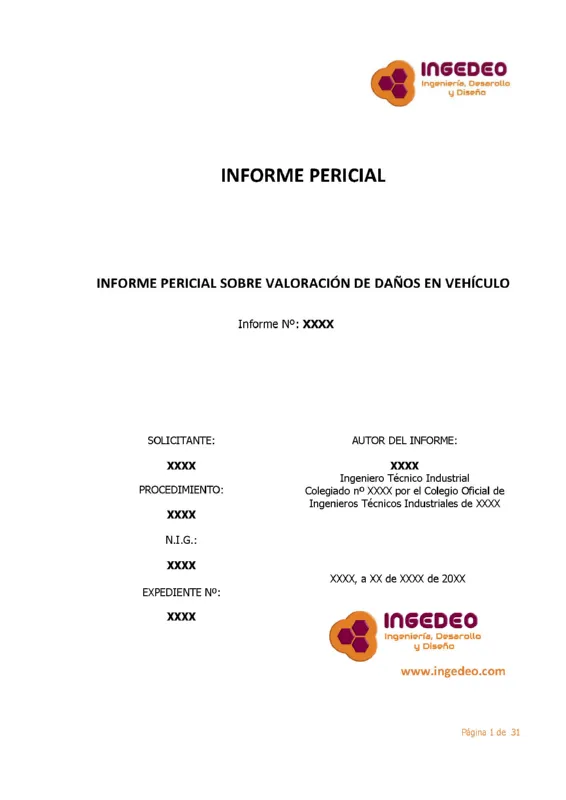 PDF Informe Pericial Valoración Daños Vehículo 01